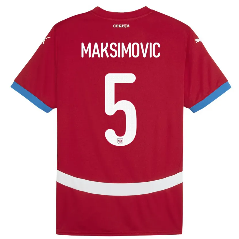 Danxen Women Serbia Nemanja Maksimovic #5 Red Home Jersey 24-26 T-Shirt