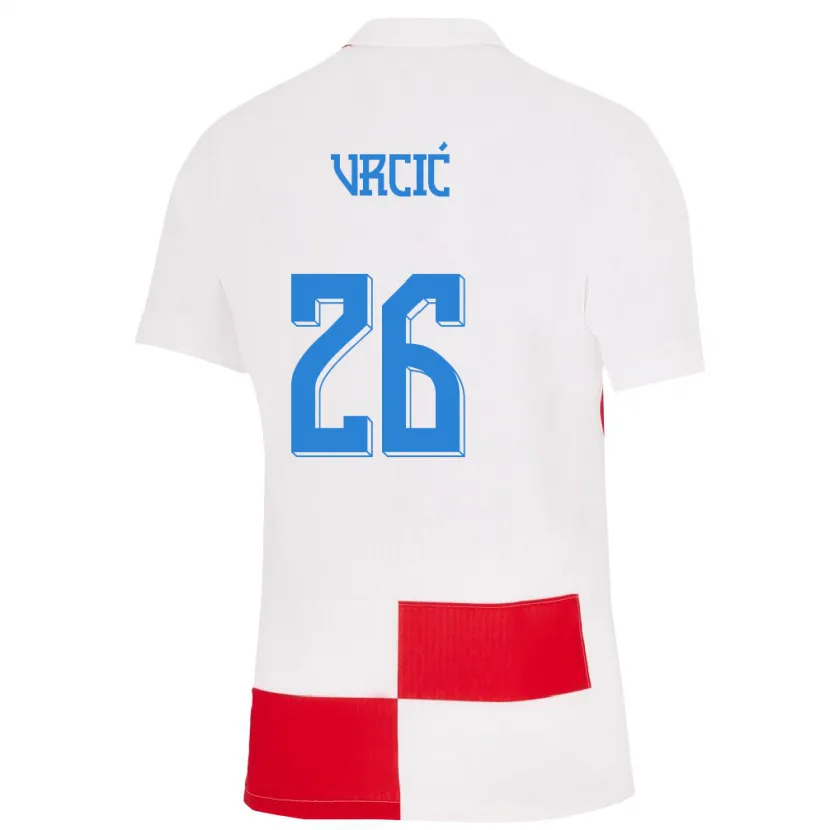 Danxen Women Croatia Jere Vrcic #26 White Red Home Jersey 24-26 T-Shirt