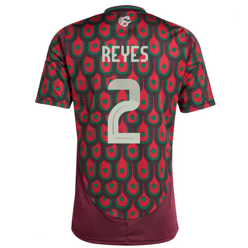 Danxen Women Mexico Luis Reyes #2 Maroon Home Jersey 24-26 T-Shirt