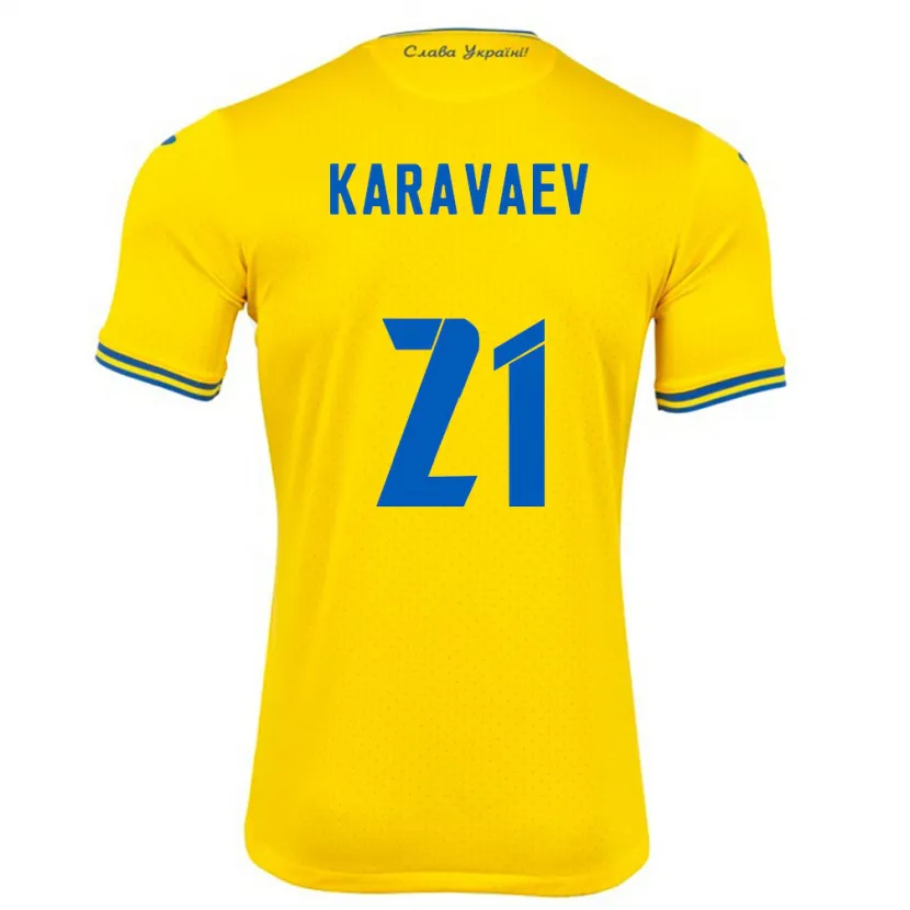 Danxen Women Ukraine Oleksandr Karavaev #21 Yellow Home Jersey 24-26 T-Shirt