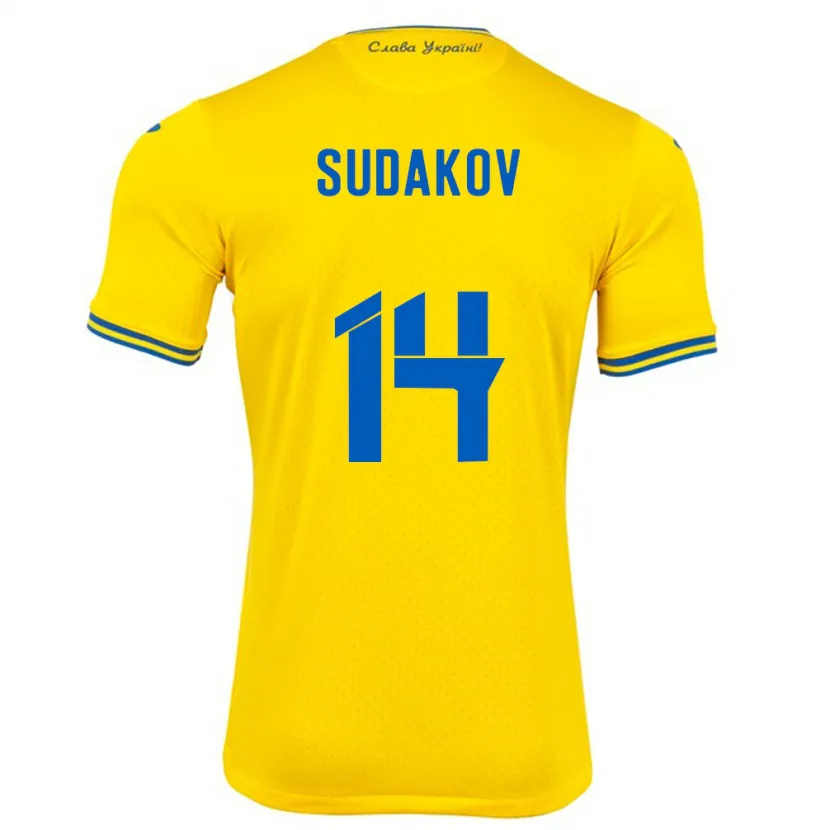 Danxen Women Ukraine Georgiy Sudakov #14 Yellow Home Jersey 24-26 T-Shirt