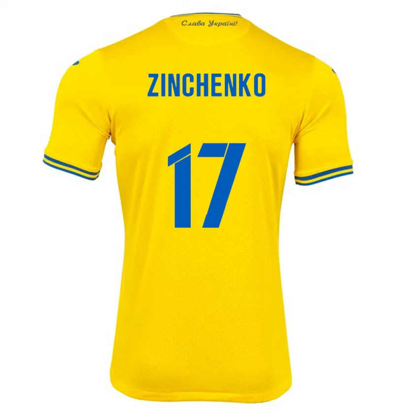 Danxen Women Ukraine Oleksandr Zinchenko #17 Yellow Home Jersey 24-26 T-Shirt