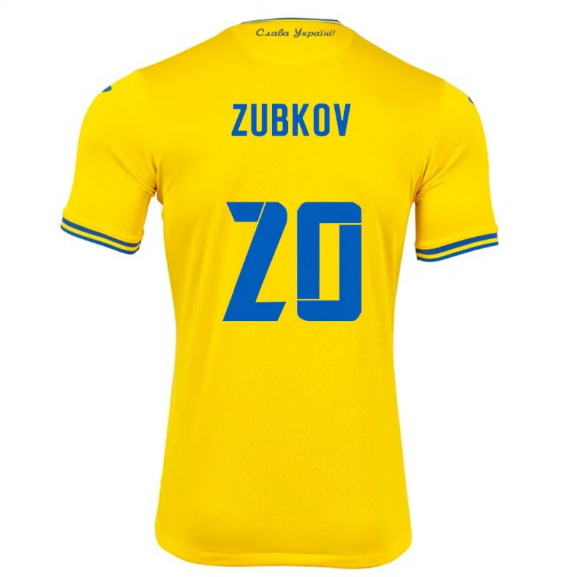 Danxen Women Ukraine Oleksandr Zubkov #20 Yellow Home Jersey 24-26 T-Shirt