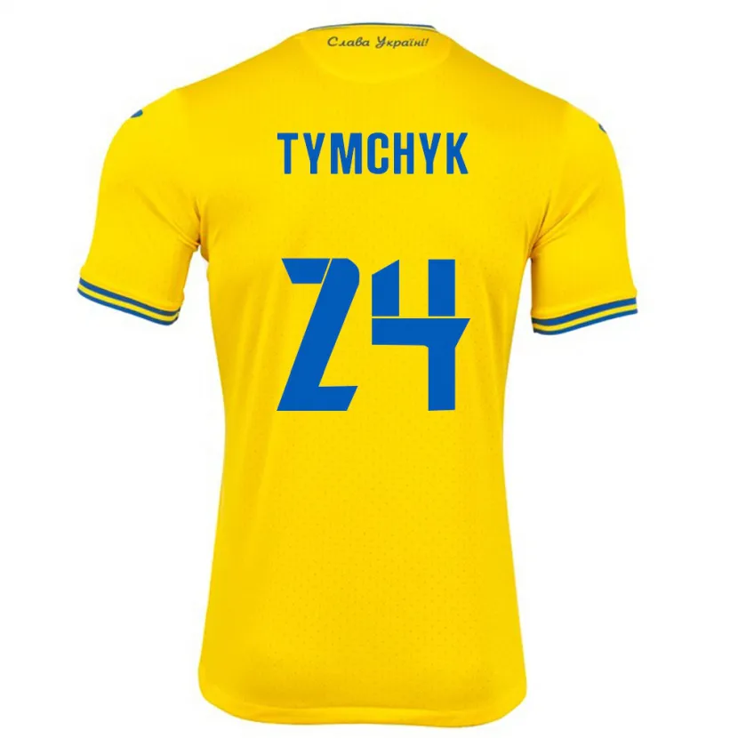 Danxen Women Ukraine Oleksandr Tymchyk #24 Yellow Home Jersey 24-26 T-Shirt