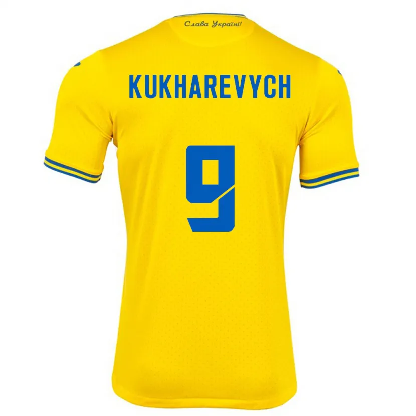 Danxen Women Ukraine Mykola Kukharevych #9 Yellow Home Jersey 24-26 T-Shirt
