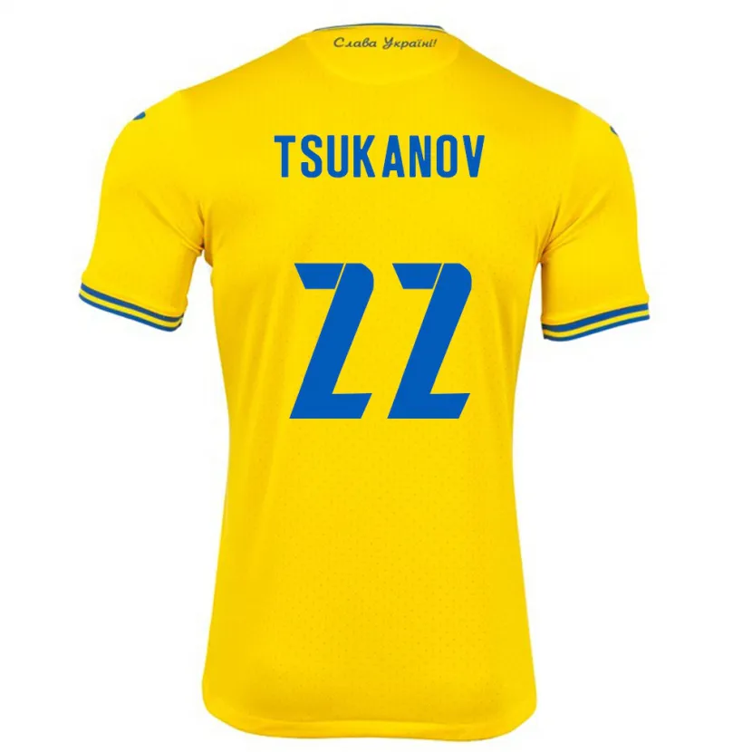 Danxen Women Ukraine Viktor Tsukanov #22 Yellow Home Jersey 24-26 T-Shirt
