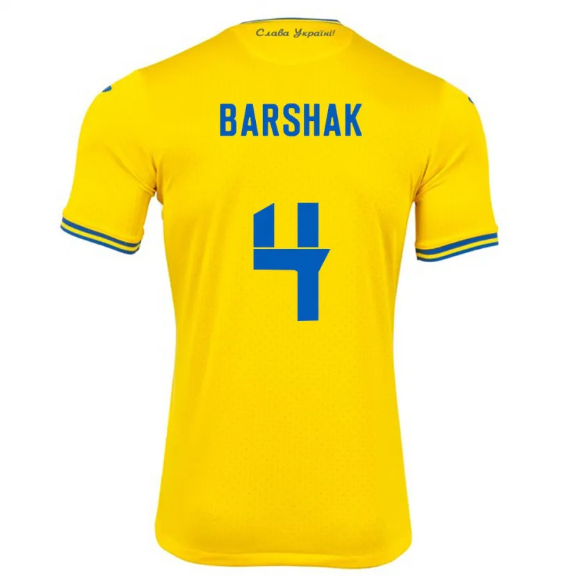 Danxen Women Ukraine Maksym Barshak #4 Yellow Home Jersey 24-26 T-Shirt