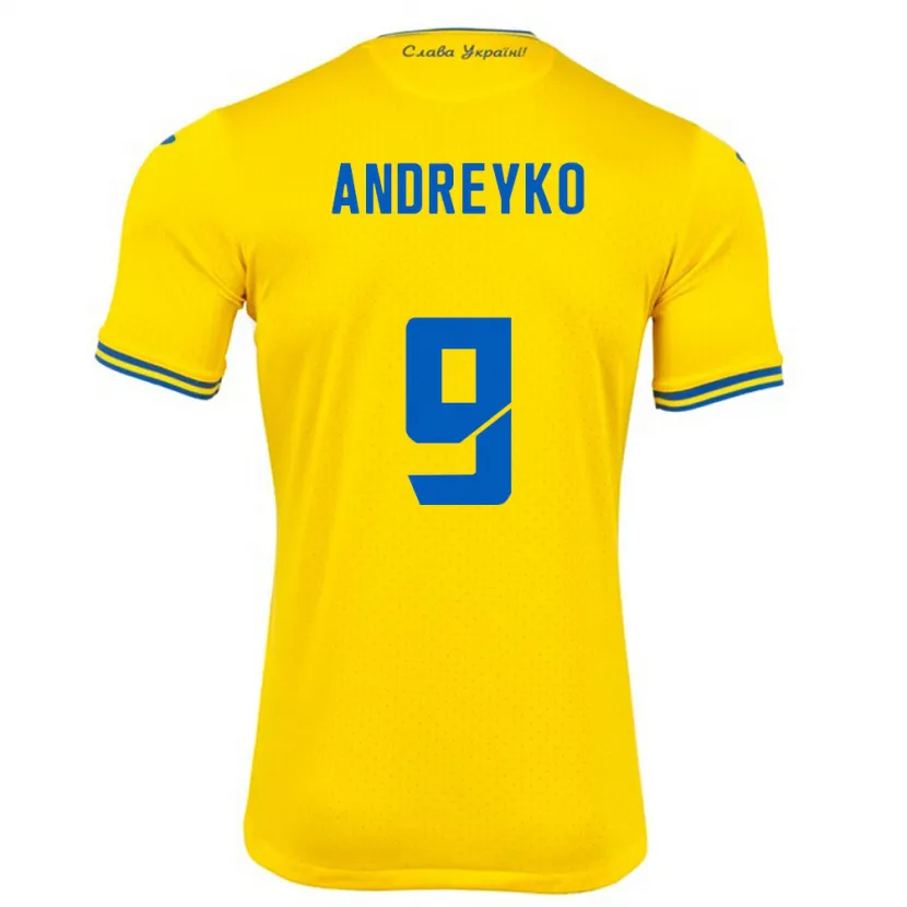 Danxen Women Ukraine Ivan Andreyko #9 Yellow Home Jersey 24-26 T-Shirt