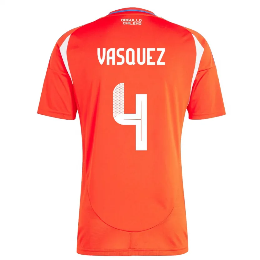 Danxen Women Chile Matías Vásquez #4 Red Home Jersey 24-26 T-Shirt