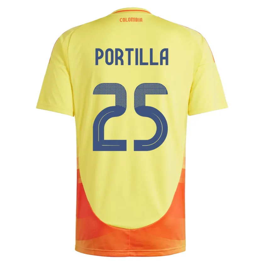 Danxen Women Colombia Juan Portilla #25 Yellow Home Jersey 24-26 T-Shirt