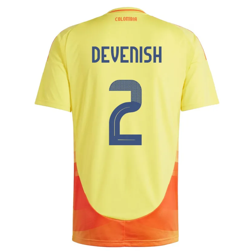 Danxen Women Colombia Cristian Devenish #2 Yellow Home Jersey 24-26 T-Shirt