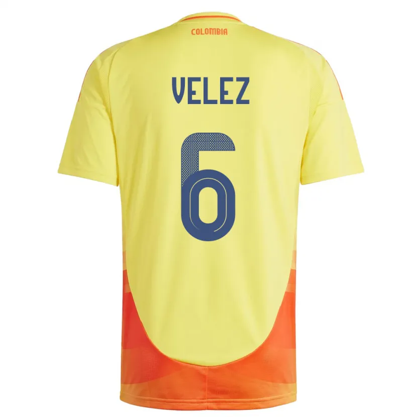 Danxen Women Colombia Jhon Vélez #6 Yellow Home Jersey 24-26 T-Shirt
