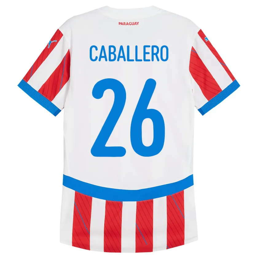 Danxen Women Paraguay Hernesto Caballero #26 White Red Home Jersey 24-26 T-Shirt