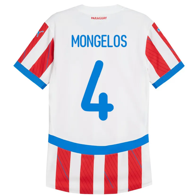 Danxen Women Paraguay Rolando Mongelós #4 White Red Home Jersey 24-26 T-Shirt