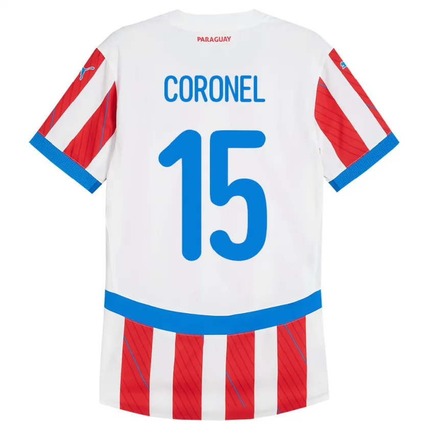 Danxen Women Paraguay Éver Coronel #15 White Red Home Jersey 24-26 T-Shirt