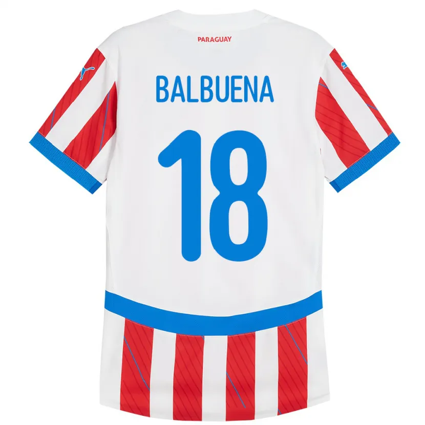 Danxen Women Paraguay Axel Balbuena #18 White Red Home Jersey 24-26 T-Shirt