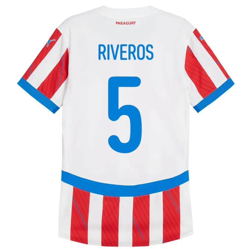 Danxen Women Paraguay Verónica Riveros #5 White Red Home Jersey 24-26 T-Shirt