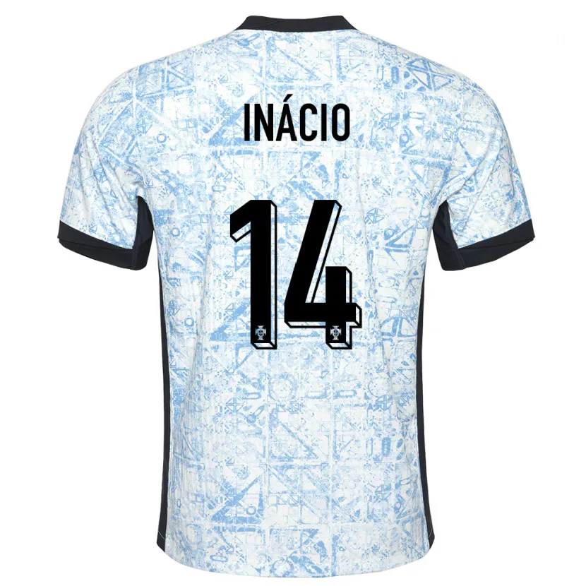 Danxen Women Portugal Goncalo Inacio #14 Cream Blue Away Jersey 24-26 T-Shirt