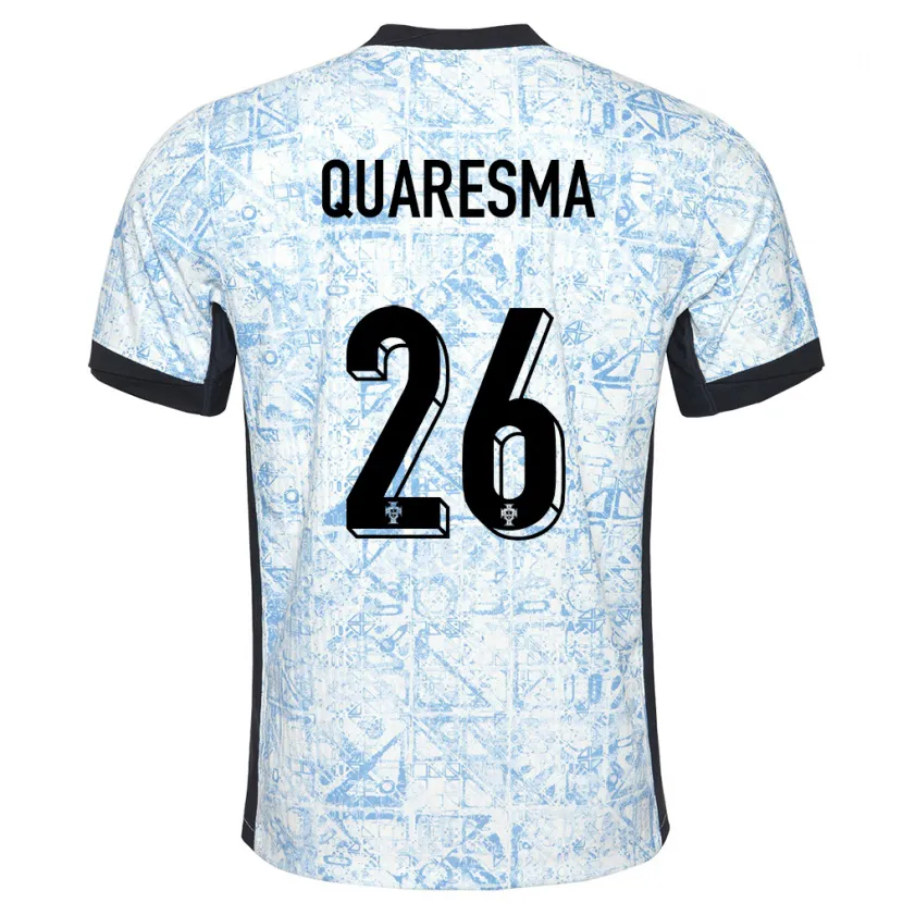 Danxen Women Portugal Eduardo Quaresma #26 Cream Blue Away Jersey 24-26 T-Shirt
