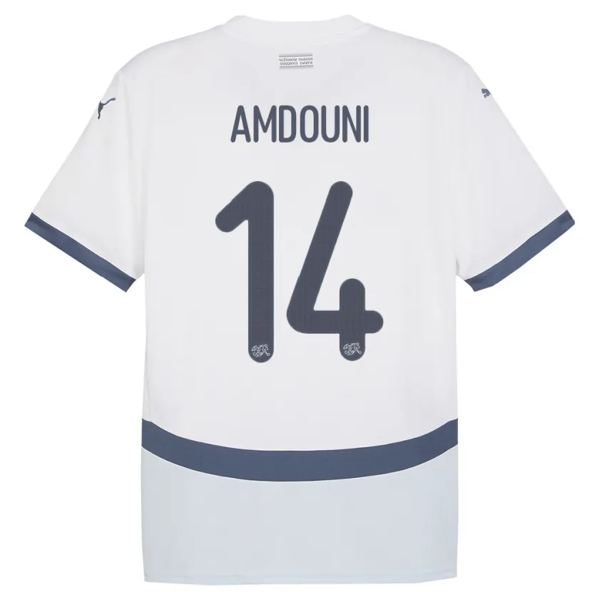 Danxen Women Switzerland Mohamed Zeki Amdouni #14 White Away Jersey 24-26 T-Shirt