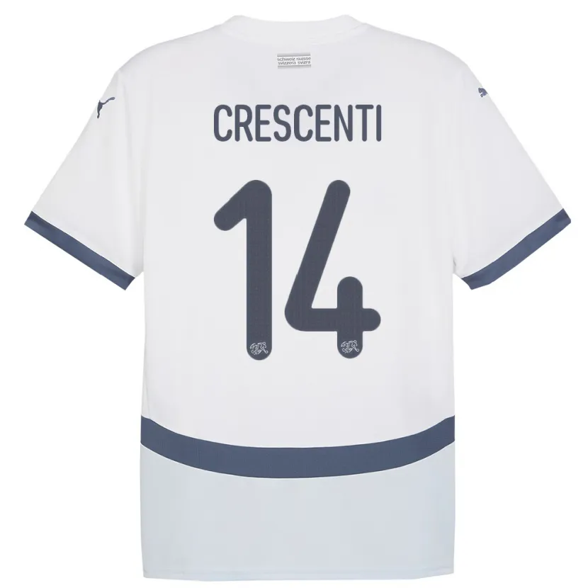 Danxen Women Switzerland Federico Crescenti #14 White Away Jersey 24-26 T-Shirt