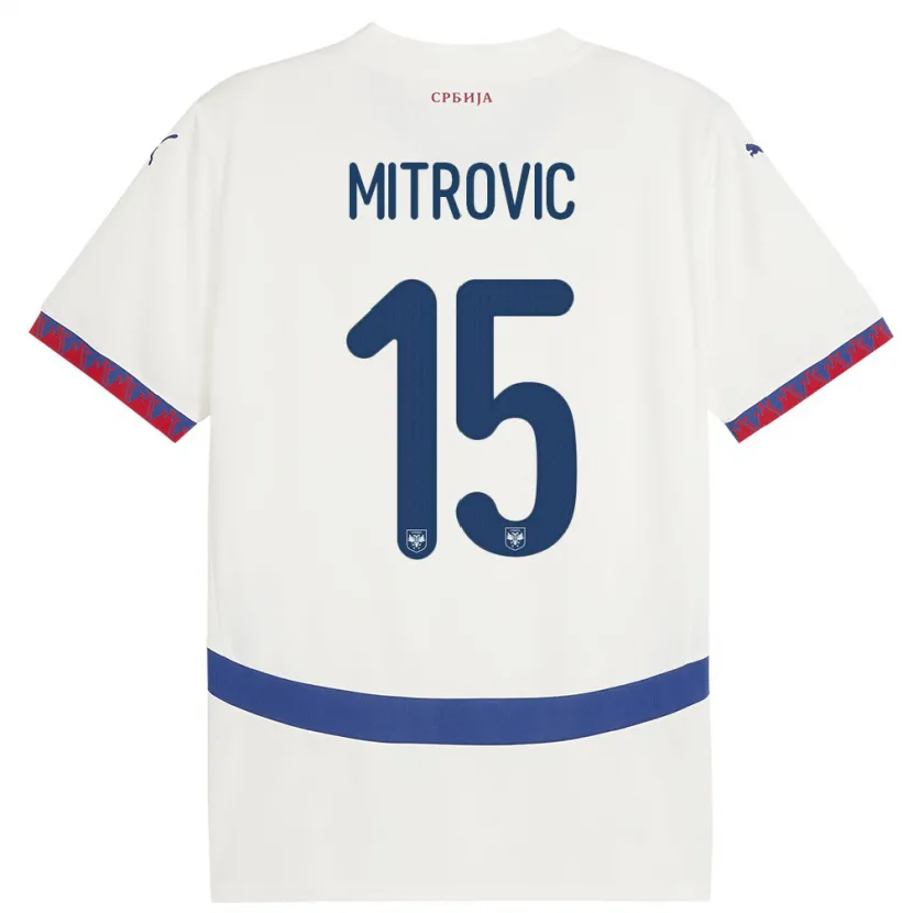 Danxen Women Serbia Stefan Mitrovic #15 White Away Jersey 24-26 T-Shirt