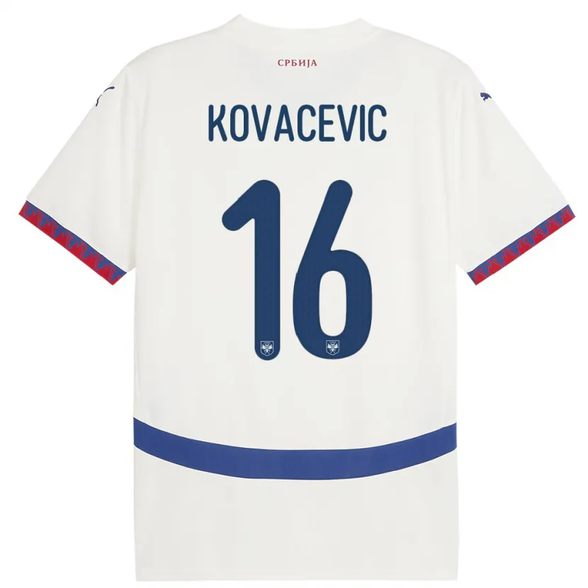Danxen Women Serbia Bojan Kovacevic #16 White Away Jersey 24-26 T-Shirt