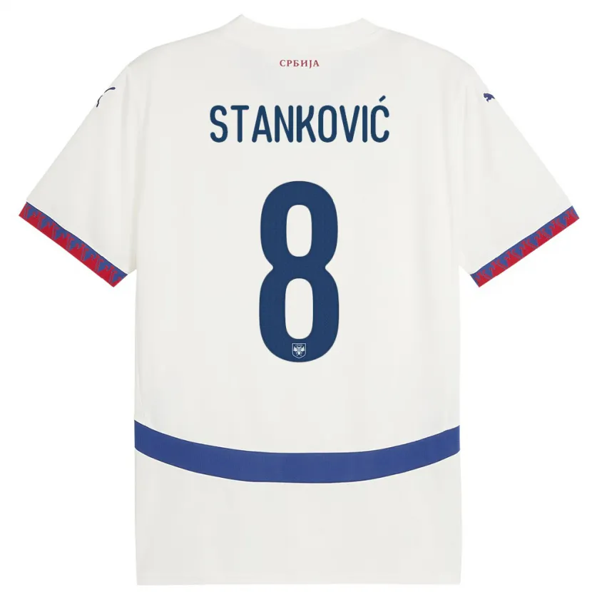 Danxen Women Serbia Aleksandar Stankovic #8 White Away Jersey 24-26 T-Shirt