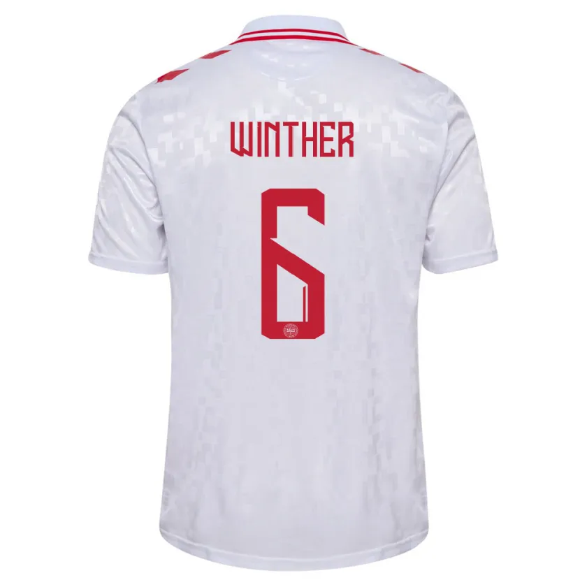 Danxen Women Denmark Casper Winther #6 White Away Jersey 24-26 T-Shirt