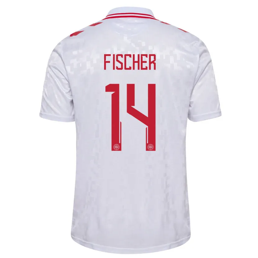 Danxen Women Denmark Mikkel Fischer #14 White Away Jersey 24-26 T-Shirt
