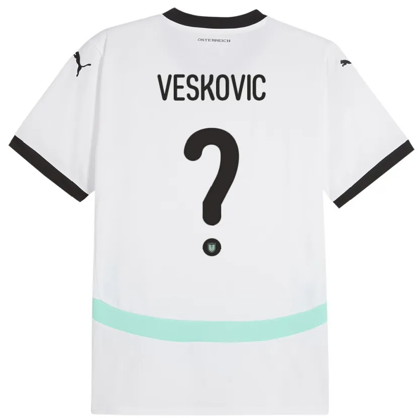 Danxen Women Austria David Veskovic #0 White Away Jersey 24-26 T-Shirt