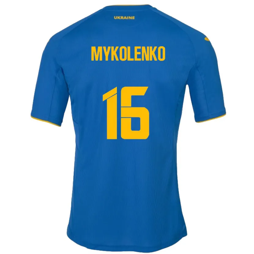 Danxen Women Ukraine Vitaliy Mykolenko #16 Blue Away Jersey 24-26 T-Shirt