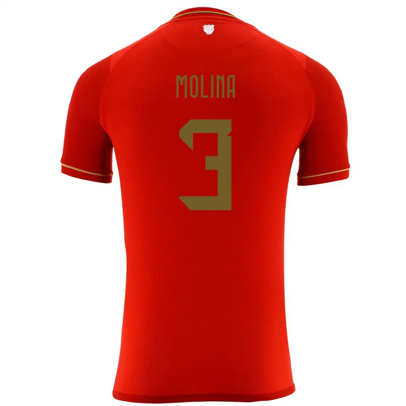 Danxen Women Bolivia Iván Molina #3 Red Away Jersey 24-26 T-Shirt