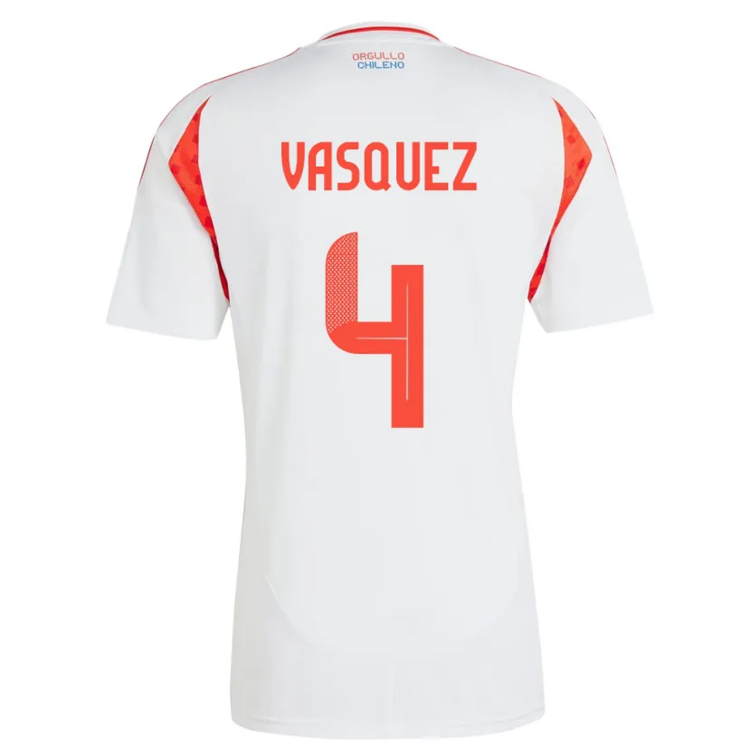 Danxen Women Chile Matías Vásquez #4 White Away Jersey 24-26 T-Shirt