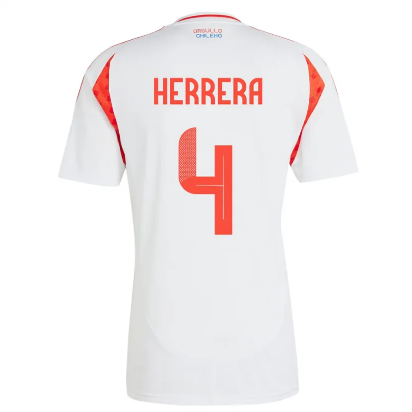 Danxen Women Chile Claudia Herrera #4 White Away Jersey 24-26 T-Shirt
