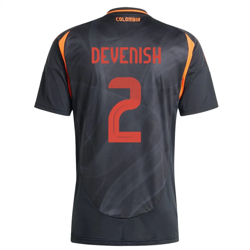 Danxen Women Colombia Cristian Devenish #2 Black Away Jersey 24-26 T-Shirt