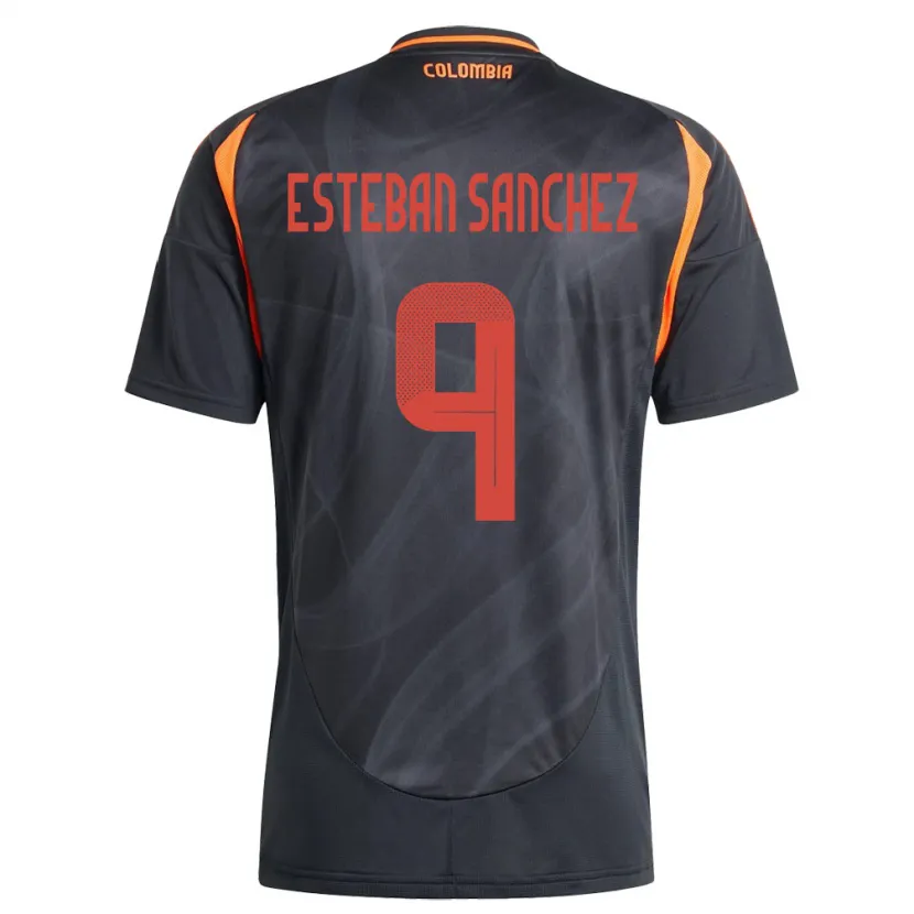 Danxen Women Colombia Juan Esteban Sánchez #9 Black Away Jersey 24-26 T-Shirt