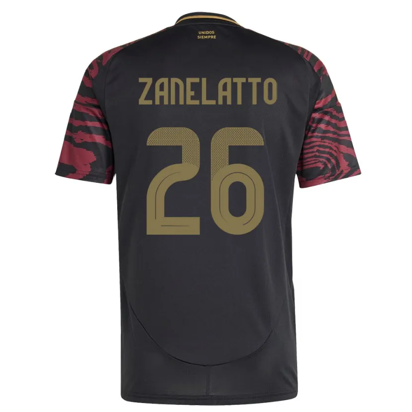 Danxen Women Peru Franco Zanelatto #26 Black Away Jersey 24-26 T-Shirt