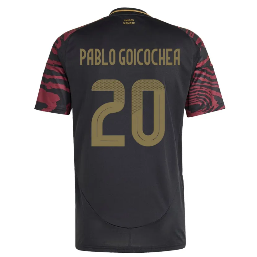 Danxen Women Peru Juan Pablo Goicochea #20 Black Away Jersey 24-26 T-Shirt