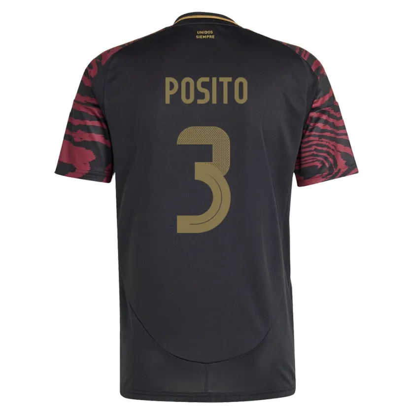 Danxen Women Peru Alejandro Pósito #3 Black Away Jersey 24-26 T-Shirt