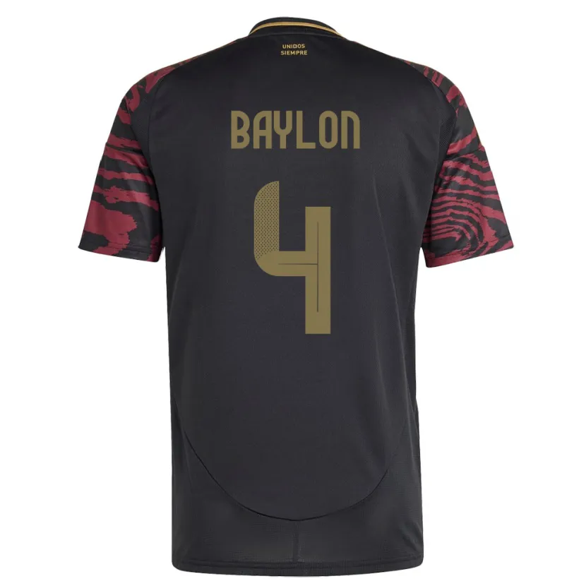 Danxen Women Peru Luis Baylón #4 Black Away Jersey 24-26 T-Shirt