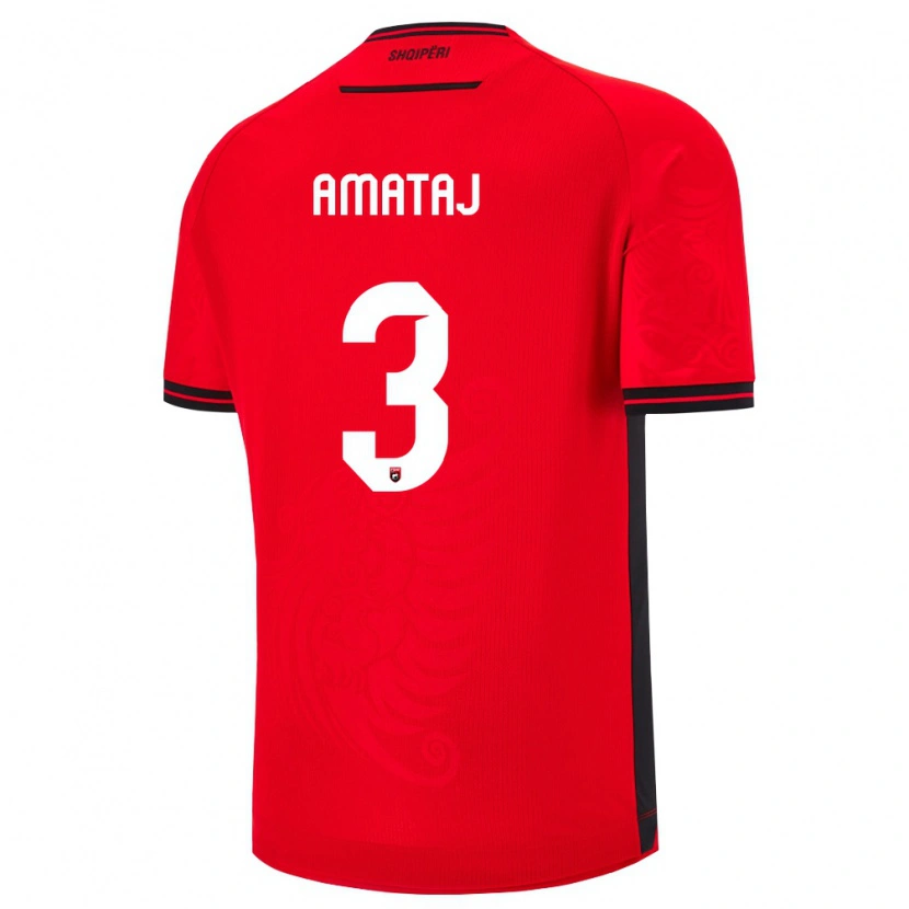 Danxen Kid Albania Sebastian Amataj #3 Red Black Home Jersey 26-28 T-Shirt