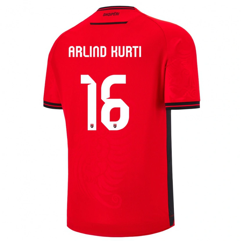 Danxen Kid Albania Arlind Kurti #16 Red Black Home Jersey 26-28 T-Shirt