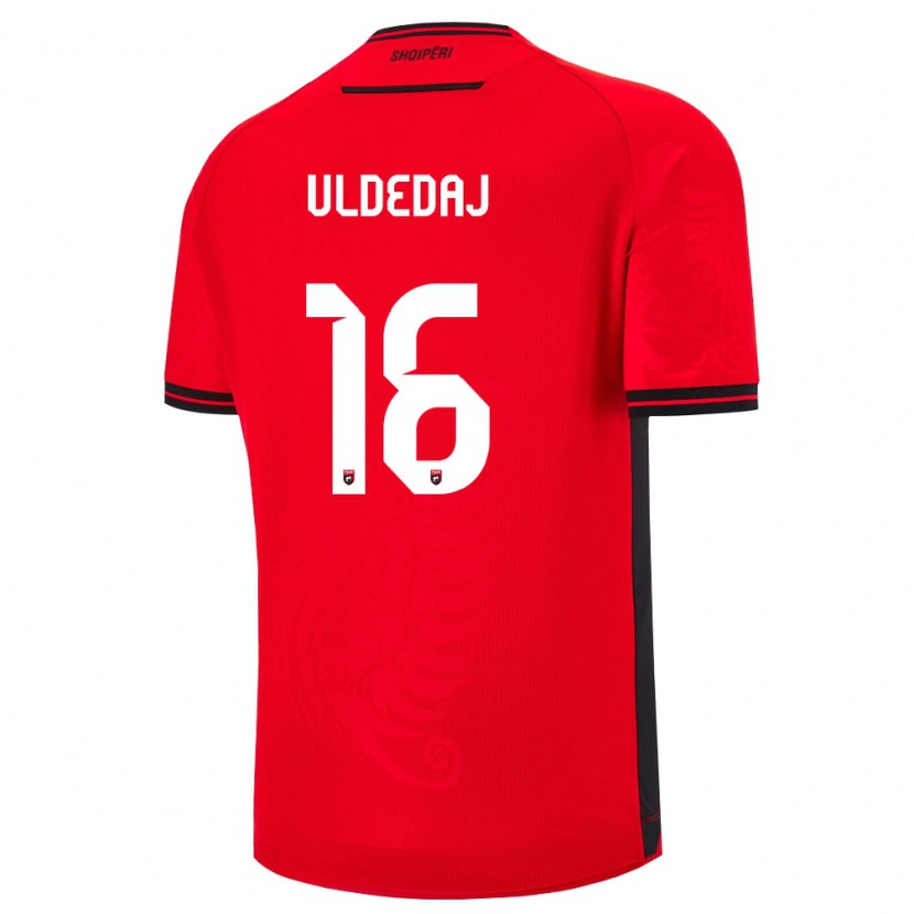 Danxen Kid Albania Simon Uldedaj #16 Red Black Home Jersey 26-28 T-Shirt