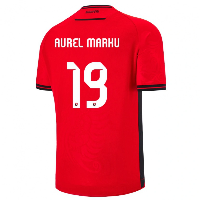 Danxen Kid Albania Aurel Marku #19 Red Black Home Jersey 26-28 T-Shirt