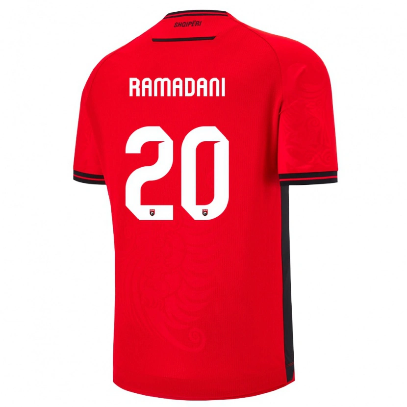 Danxen Kid Albania Ylber Ramadani #20 Red Black Home Jersey 26-28 T-Shirt