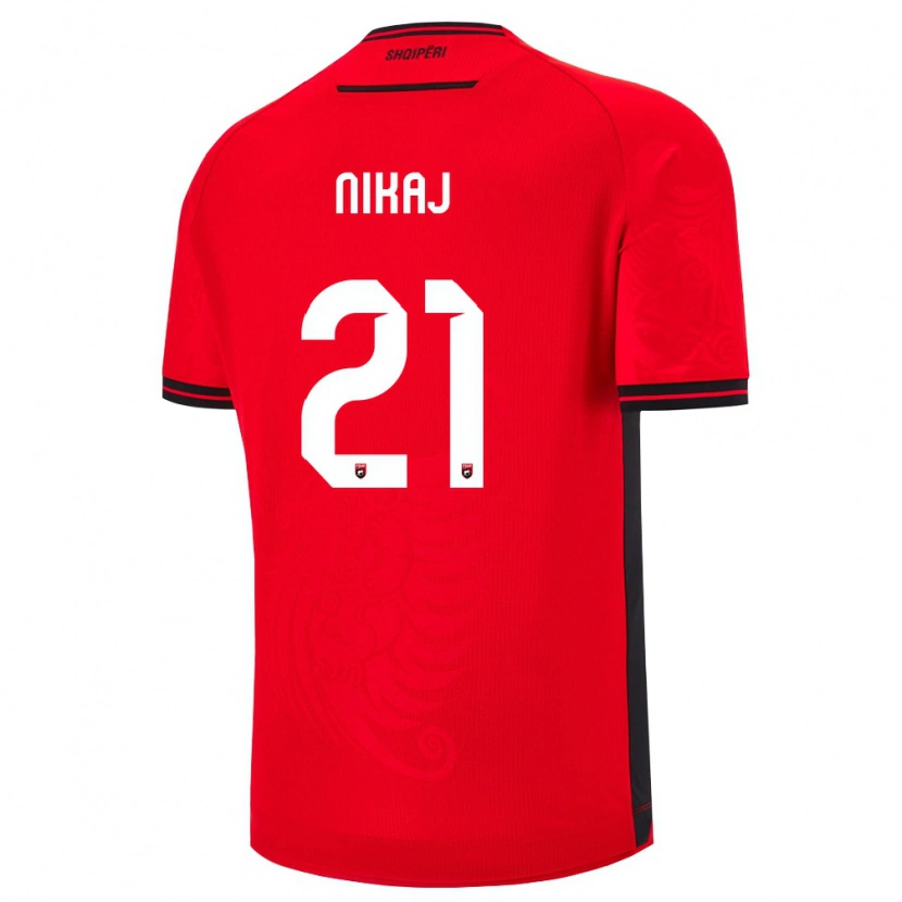 Danxen Kid Albania Ardit Nikaj #21 Red Black Home Jersey 26-28 T-Shirt