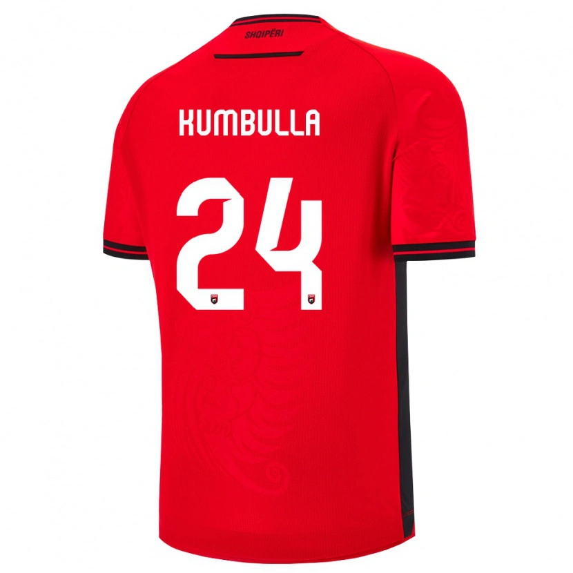 Danxen Kid Albania Marash Kumbulla #24 Red Black Home Jersey 26-28 T-Shirt