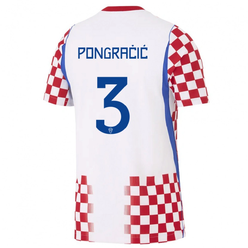 Danxen Kid Croatia Marin Pongracic #3 White Red Blue Home Jersey 26-28 T-Shirt