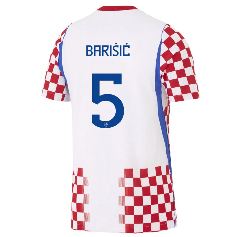 Danxen Kid Croatia Téo Barišić #5 White Red Blue Home Jersey 26-28 T-Shirt